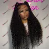 Brazilian Raw Remy Human Hair Natural Curly Full Lace Wig for Black Women 200 Density Pre Plucked Hairline Transparent HD 13x6 Lace Front Wig