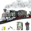 Electric/RC Track est Electric Dynamic Steam RC Track Train Set Simulation Model Toy For Children Rechargeable Children Remote Control Toy 230601