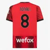 23/24 ACミラーンピュリシックプレーヤーバージョンサッカージャージー2023 Giroud Theo Brahim Tonali Maillots De Foot Shirt Romagnoli Rafa Leao