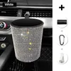 New Rhinestone Car Trash Bin Can Mini Auto Outlet Air Vent Organizer Rubbish Bag Crystal Garbage Container Storage Box Bucket