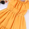 Girl Dresses Dress One-word Collar Cotton Blend Baby Korea Fashion Princess