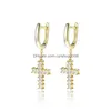 Dangle Chandelier Mens Women Hip Hop Earrings Jewelry High Quality Fashion Round Gold Sier Diamond Cross For Men Drop Delivery Dhkfn