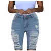 Women's Jeans Womens Solid Denim Fashion Casual Pocket Hole Bottom Women's Shorts Set Summer Mountain Bike BuShorts For Women