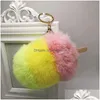 Porte-clés mignon crème glacée boule de cheveux porte-clés sac pendentifs fausse fourrure pompon chaînes pour femmes anneau mode peluche pompons livraison directe J Dhvuf