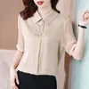 Женские блузки Женщины Satin Summal Formal Office Ladies Solid Tops Vintage Pellover Silk Silk Rirtk