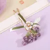 Hair Clips Purple Bell Orchid Shaped Pins And Chinese Retro Hanfu Dress Styling Jewelry For Women Pendant Pearl Headpieces