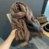 Halsdukar 2023 vinterkvinnor halsduk rutig tryck sjal wrap cashmere foulard kvinnlig förtjockad bandana designer