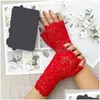 Fingerless Gloves Summer Y Lace Sunsn Antiuv Cycling Drive Half Finger Mitten Fashion Female Outdoor Sun Glove Elastic Mittens Drop Dhpsy