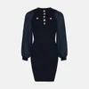 Abiti casual LOVEAing Girocollo da donna Bottone a rete Manica a bolle Grano Matrimonio rosso Elegante abito da strada blu navy Fasciatura per ragazza