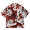 Chemises décontractées pour hommes WACKO MARIA Chemise de tigre à tête de mort colorée Hommes Femmes Hawaiian Hawaii Beach