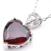 Luckyshien Holiday Gift 2 Pcs Lot Heart Red Garnet Pendant Earrings Sets 925 Silver Necklace Woman Charm Jewelry 300g