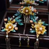 Necklace Earrings Set Vintage Hair Stick Earring Chinese For Women Floral Tassel Pearl Clip Hairpin Fairy Tiaras Wedding Accessories