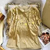 Women's T Shirts Summer 2023 Girl Loose Tshirt Stylish Chic Gold Sequin Diamond Short Sleeve O-neck Women Casual Solid Color Fashion Tops