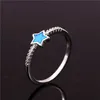 Anéis de banda bonito feminino branco azul anel ouro prata cor noivado cristal estrela casamento para mulheres