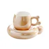 Muggar Toppklass INS Ceramic Coffee Cup and Saucer Set Återanvändbar härlig frukost Tea Milk Espresso Mug Gift Home Restaurant El Use