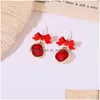 Dangle Lustre Bijoux De Mode S925 Sier Boucles D'oreilles Pour Les Femmes Noir Rouge Bowknot Rétro Llight Luxe Tempérament Strass Diamon Dhnc2