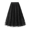 Gonne lunghe per le donne Gypsy Mesh Cake Skirt Fata garza bianca plissettata abiti da sera multicolori da donna