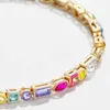 Geometric Multi Shape Colorful Enamel Crystal Diamond Bracelet 5A CZ Round Square Horse Eye Rectangle Rainbow Women Jewelry