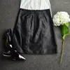 Skirts Womens Saia Mini Skirt Empire Sheepskin High Waist Woman Bag Hip A Word Real Leather Large Size Female 2023