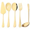 Dinnerware Sets 5 Piece Gold Tableware Set Stainless Steel Service Utensils Buffet Catering Colorander Spoon Fork Silver 230531