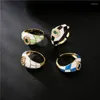 Cluster Rings BUY Colourful Oil Dripping Cube Geometric Ring Luxury Crystal CZ Wedding Jewelry For Women Promise Gift