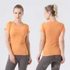 Align Lu Yoga Donna Running Manica corta Fitness Gym Tops T-shirt sportive sexy T-shirt tinta unita Canottiera traspirante per yoga all'aperto Quick Dry Athletic Lady