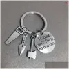 Other Festive Party Supplies Metal Small Tools Key Chain Letter Print Car Keychain Personalize Gadget Keyring Ring Birthday Father Dh19P