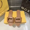 23s Designer Slipper Roma Sandals Leather Cutout F-Baguette Summer Flats Slider Sandal Calfskin Leather Outdoor Shoes Black White Yellow Outdoor Beach Flip Flop