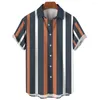 Men's Casual Shirts Summer Mens Loose 3D Thin Stripe Hawaiian 2023 Fashion Leisure Versatile Male Short Sleeve Button Up Blouses Apparel
