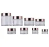 Hot Selling Clear Glass Jar Cream Bottle Cosmetic Container med Rose Gold Lid 5G 10G 15G 20G 30G 50G 100G Packing -flaskor JL5689