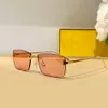 Guldrosa kantlösa solglasögon med stenar kvinnor män sommar mode solglasögon sunnies gafas de sol Sonnenbrille nyanser uv400 glasögon med låda