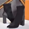 2023 Damen Designer-Stiefel Silhouette Ankle Boot Black Martin Booties Stretch High Heel Sock Boots und Flat Sock Sneaker Boot Winter Damen