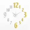 Väggklockor 10em106 Modern Fashion Creative 3D DIY Sticker Eva Golden Silver siffer Large Decorative Clock Big Big