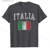 Męskie koszulki Vintage Italian Italian Flag Włoch Włochy T-shirt Casual Cotton Men Tops Koszulki