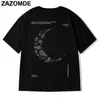 ZAZOMDE Hommes Lune Imprimer T-shirts Lâche Surdimensionné T-shirts Casual Mode Tops Couples Harajuku T-shirt Streetwear Hip Hop T-shirt L230520