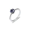 Cluster Ringe Echtes 925 Sterling Silber Blau Funkelnde Krone Für Frauen Schmuck Verlobung Hochzeit Ring Bague Femme Anillos Großhandel