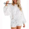 Vêtements de nuit pour femmes manches lanterne dames pyjama ensemble cravate-teinture vêtements de nuit vêtements de nuit femmes printemps été chemise de nuit ample vêtements de maison