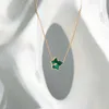 Pendant Necklaces VOQ Silver Color New Spring Ivy Maple Leaf Pendant Necklace Ladies Malachite White Fritillary Clavicle Chain Elegant Jewelry J230601