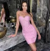 Dresses 2022 New Summer Pink White Sexy Sleeveless Strapless Dress Rayon Bandage Nightclub Party Bodycon Mini Outfit Vestido Wholesale