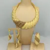 Naszyjnik Zestaw Est Luksusowy Brazylia Złota Plealizowana duża biżuteria z kryształowymi damami Wykwintowany pierścień bransoletka prezent FHK13355