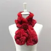 Scarves IANLAN Rex Fur For Womens Winter Real Knitted Floral Style Mufflers Girls Solid Soft Wraps IL00521