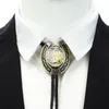 Cravatta da uomo in denim occidentale Cravatta in lega di zinco con pizzo in latta antica Camicia abbinata con motivo a stivali dorati vintage aperti a due toni