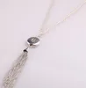 Pendant Necklaces ! Long Chain Necklace With Tassel Fit For 1.8-2cm Metal Button Jewelry