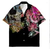 Heren Casual Shirts Vintage Japanse Opera Ghost Hawaiian Festival Summer Beach Short Sleeve Vacation Plus Size