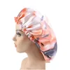 Bonnet / Casquettes De Tête De Mort Tie Dye Satin Soyeux Bonnet Chapeau Pour Femmes Double Couche Avec Boucle Réglable Nuit Bonnet De Sommeil Bouclés Protéger Les Cheveux Ca Dh5Lv