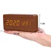 Relógios de mesa de mesa modernos de madeira led alarme inteligente para quartos cabeceira quadrado controle de voz desktop relógio digital quarto 230531