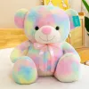 Super Cute Rainbow Teddy Bear Plush Toy Bed To Accompany The Doll Girl Birthday Present 35 cm