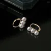 Dangle Earrings Retro Style Pearl Women's18Kゴールドメッキバランスビーム3ビーズのデイパーソナリティシンプル