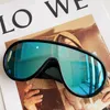 Wave Mask Sunglasses 40108 Blue Lens Black Large Frame Women's Designer Glasses Acetate Fiber Mask Sunglasses Fashion UV400 Glasses