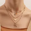 designer necklace fashion multi-layer gold retro love necklace niche design sense octahedral star clavicle chain trend jewelry wholesale pendant necklaces